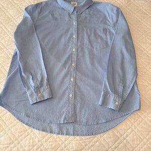 GAP Women’s Blue Linen Blend Button Down Easy Shirt Size XL